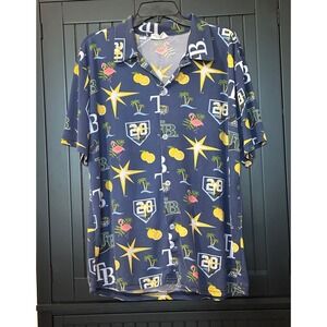 Tampa Bay Rays Hawaiian Shirt XL Devil Rays Logo Tropical Button Up Flamingo MLB